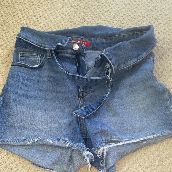 Guess Womans 29 Hot Pants Jean Shorts Fold Down Waist/belt 3504 - Picture 1 of 13